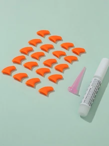 20pcs Cat Nail Caps With Adhesive And Applicator, Soft Claws For Nail Beauty - Orange - View 3