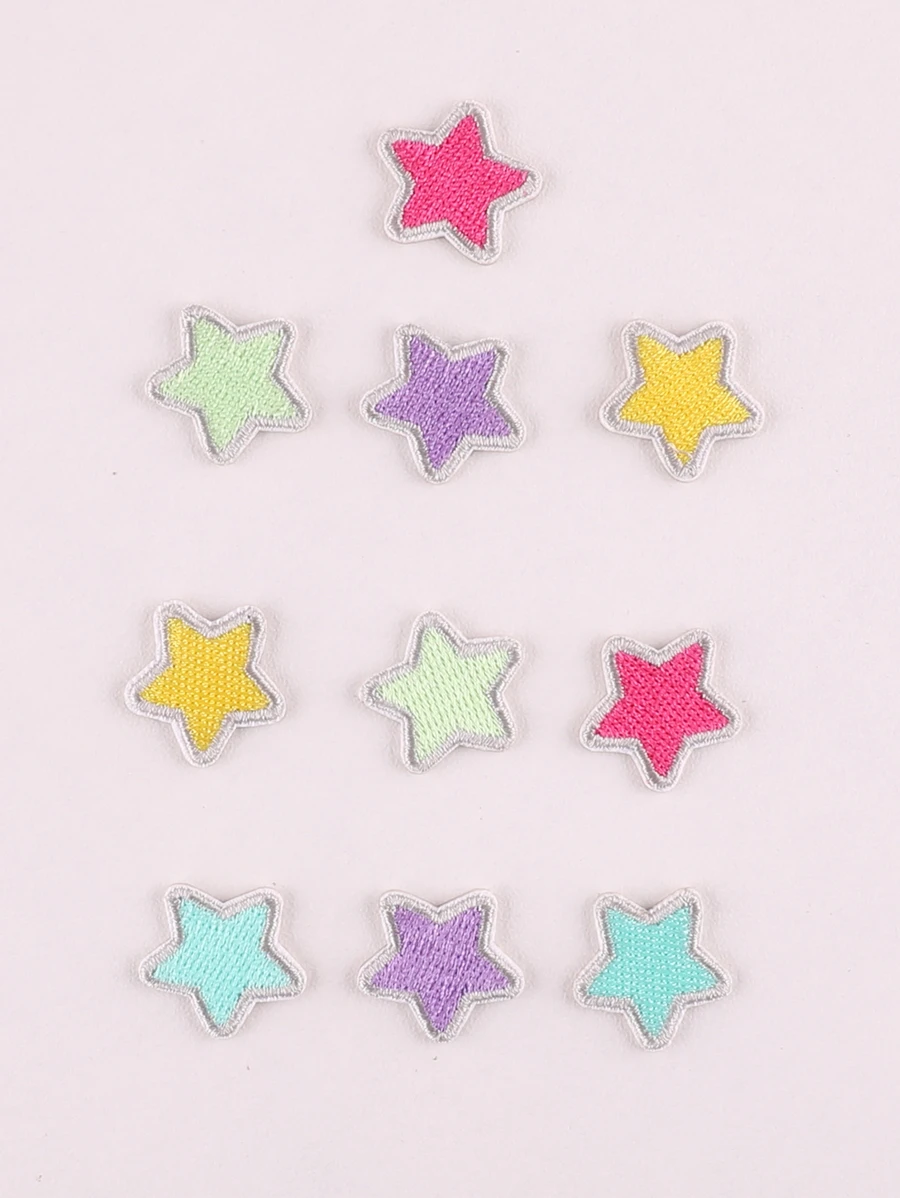 10 piezas Parche termoadhesivo con diseño de estrella - Multicolor - Ver 1