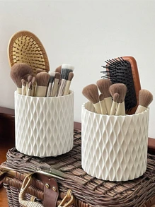 Cosmetic Storage Box,1Pc Desktop Makeup Organizer Box Cosmetic Brush Makeup Storage Organizer Makeup Tool Storage Box,Room,Home,Bedroom,Bathroom,House,Pink Room,Living Room Decor,Travel Stuff,Gift Bag,Gifts For Mom,Dad,Men,Friends,Teacher,Birthday,Wedding,Desk,Shelves,Accessories,Gift Boxes,Funny Gift,Storage,Makeup Brush Holder - White - View 2