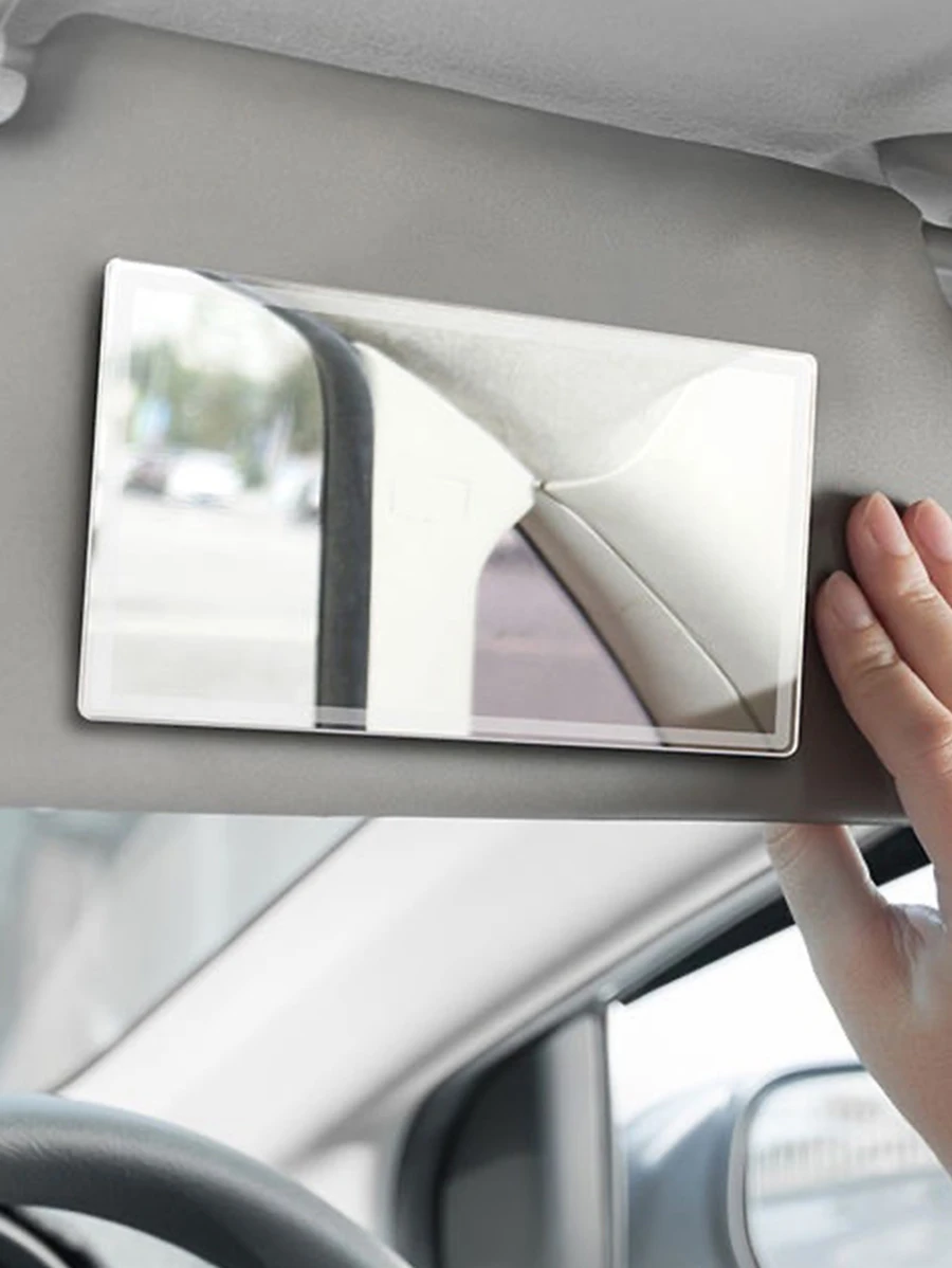 1入組不銹鋼耐用汽車遮陽板化妝鏡 - 銀色 - 查看 1