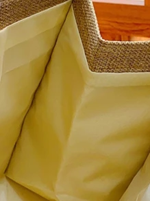 字母圖案亚麻托特包合適適用於度假 - 棕色 - 查看 5