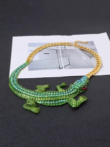 Fashionable Exaggerated Alloy Crocodile Chain Necklace Suitable For Women's Daily Wear