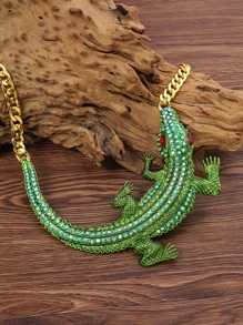 Fashionable Exaggerated Alloy Crocodile Chain Necklace Suitable For Women's Daily Wear