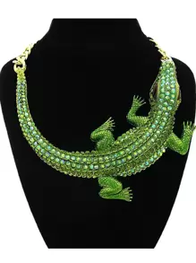 Fashionable Exaggerated Alloy Crocodile Chain Necklace Suitable For Women's Daily Wear