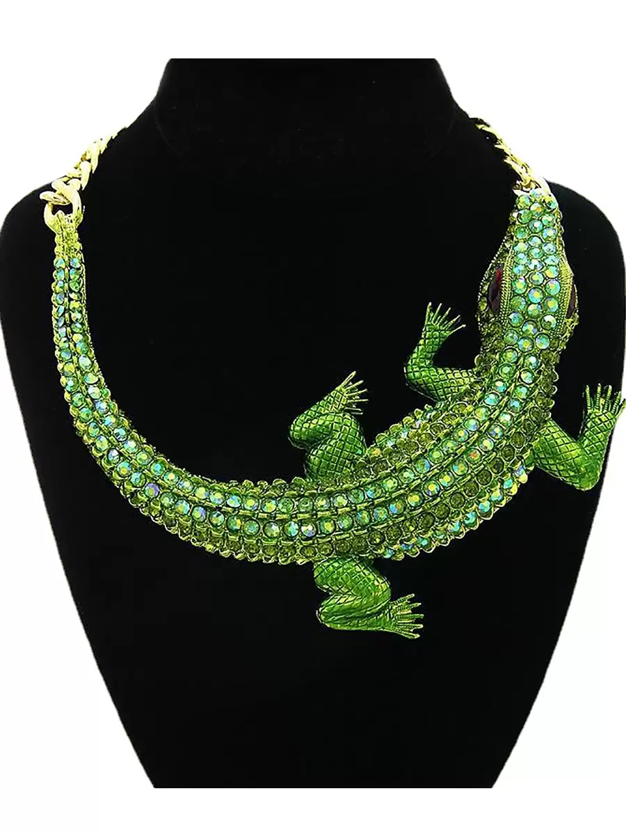 Fashionable Exaggerated Alloy Crocodile Chain Necklace Suitable For Women's Daily Wear
