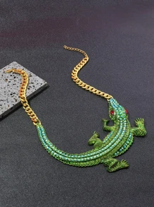 Fashionable Exaggerated Alloy Crocodile Chain Necklace Suitable For Women's Daily Wear