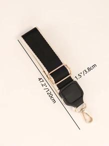 可调节包带、手提包腰带、宽肩带、包带替换件、配件、礼品、装饰礼品配件 - 黑色 - 查看 3