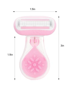 迷你安全剃刀套裝,1入組剃鬚刀架和1入組5層刀片和1入組收納盒適合女士 - 粉色 - 查看 3