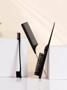 Juego de Herramientas de peinado de cabello negro para mujer de 3 piezas para el regreso a la escuela - Negro - Ver 1