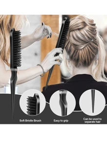 Juego de Herramientas de peinado de cabello negro para mujer de 3 piezas para el regreso a la escuela - Negro - Ver 3
