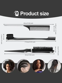 Juego de Herramientas de peinado de cabello negro para mujer de 3 piezas para el regreso a la escuela - Negro - Ver 6