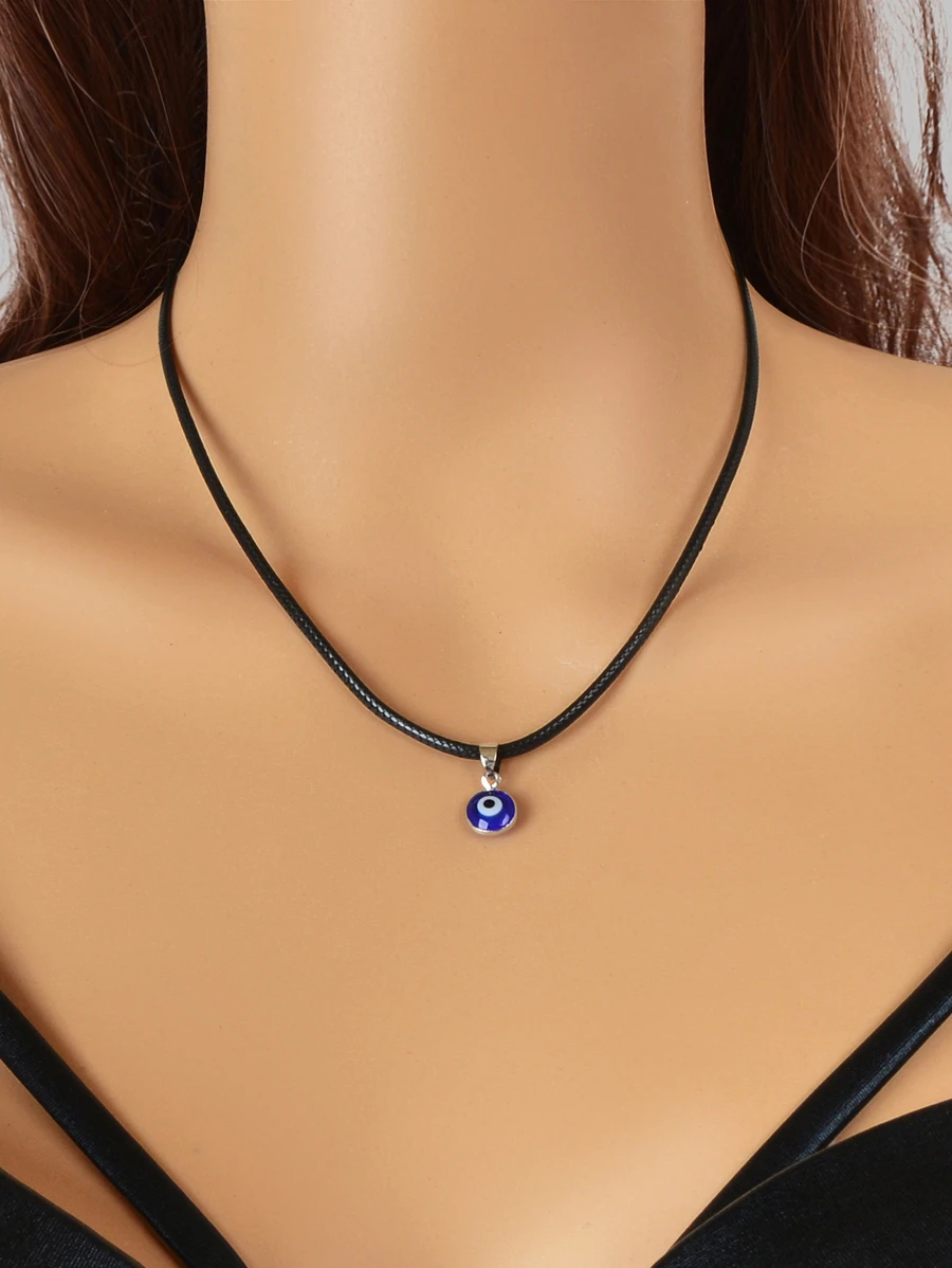 1 pieza Collar con colgante de moda de resina aojo adecuado para de mujeres uso diario - Negro - Ver 1