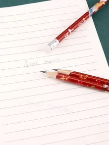 6 pièces/boîte Crayons de Noël mignons avec dessin animé, boîte de crayons de 6 avec gomme, Crayons HB, fournitures scolaires-cadeaux de Noël, articles de papeterie
