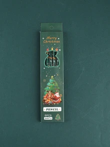 6 pièces/boîte Crayons de Noël mignons avec dessin animé, boîte de crayons de 6 avec gomme, Crayons HB, fournitures scolaires-cadeaux de Noël, articles de papeterie