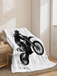 1 pieza Manta con tema de Halloween, con estampado de esqueletos de pareja, hecha de tela de franela, tacto suave y cálida, manta práctica para el dormitorio, sala de estar, decoración de Halloween, siesta en la oficina, camping, picnic, manta negra - Multicolor - Ver 3