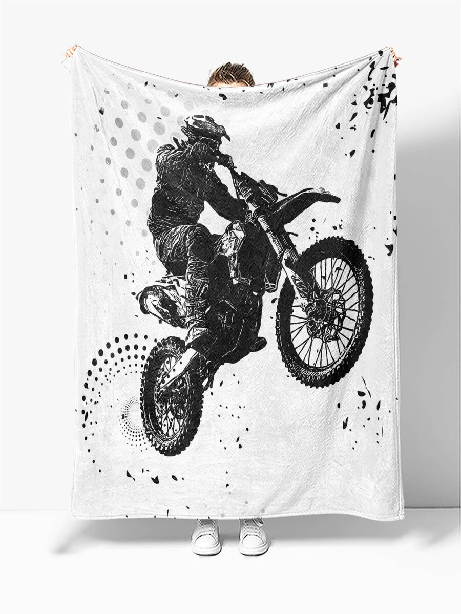 1 pieza Manta con tema de Halloween, con estampado de esqueletos de pareja, hecha de tela de franela, tacto suave y cálida, manta práctica para el dormitorio, sala de estar, decoración de Halloween, siesta en la oficina, camping, picnic, manta negra - Multicolor - Ver 1