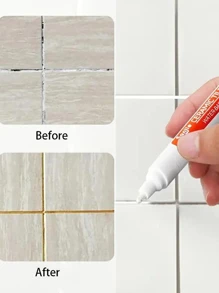 1-8PCS Grout Renewal Pen & Tile Gap Sealer, Waterproof Paint Marker For Restoring Old Tiles, Perfect For Bathroom Shower, Kitchen Backsplash, Floor And Wall - Beige - View 6