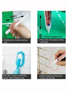 1-8PCS Grout Renewal Pen & Tile Gap Sealer, Waterproof Paint Marker For Restoring Old Tiles, Perfect For Bathroom Shower, Kitchen Backsplash, Floor And Wall - Beige - View 7