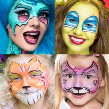 UCANBE Macaron Face Body Paint Set, 15 Colors Painting Palette Makeup Kit + 10 Colorful Artist Brushes, Oil Base Paint Set for Halloween, Cosplay, Parties and SFX Costume - 1套 - 查看 5