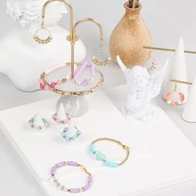 粘土珠手鍊製作套件，帶邪惡之眼繩，扁平圓形聚合物粘土珠珠寶製作套件，適合8-12歲女孩，帶吊飾和彈力繩，女孩工藝品禮品套裝 - 珠子套件 - 查看 7