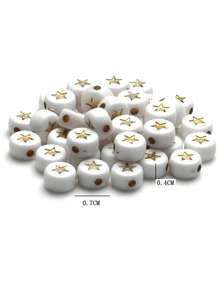 100 chiếc 7mm Acrylic Đế Trắng Hình Ngôi Sao Thư Hạt Tròn Dẹt Tự Làm Vòng Tay, Vòng Cổ Trang Sức Làm Phụ Kiện - Nhiều màu - Xem 3