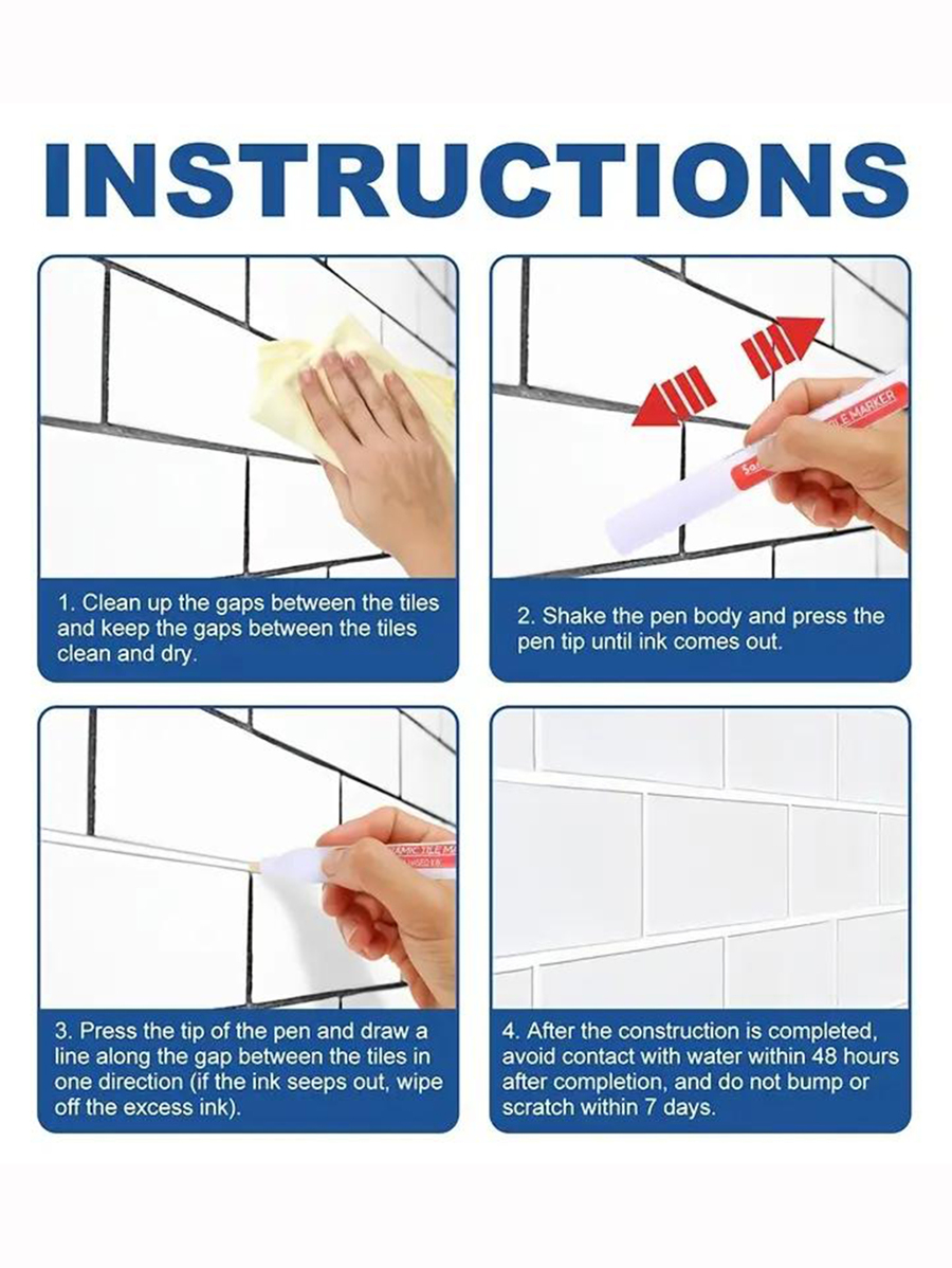 1PC Waterproof Tile Gap Repair Pen White Refill Grout Pen