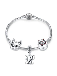 ESBERRY Bead Decor Silver Bangle - Silver - View 4