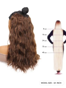 夾片波浪捲合成纖維接髮 - Light Brown - 查看 3