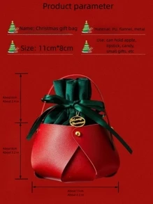 1 Túi quà kết hợp da xanh + nhung đỏ đựng kẹo, táo, các món quà nhỏ khác, thích hợp cho Giáng sinh, đêm Giáng sinh và các túi quà trang trí khác - màu xanh lá - Xem 6