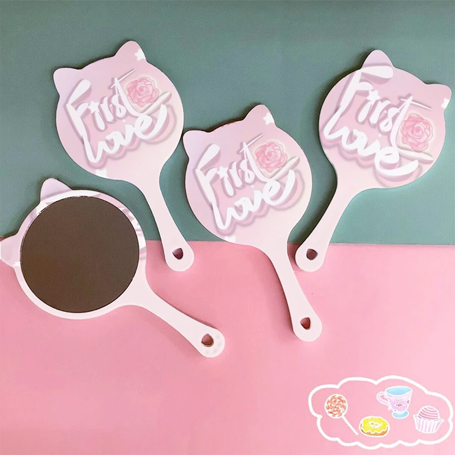 Gương mỹ phẩm cầm tay Máy tính để bàn Gương làm đẹp và tóc với tay cầm móng vuốt mèo - Nhiều màu - Xem 1