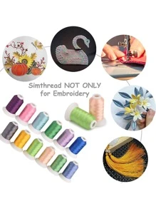 Simthread Brother 40 Colors 40 Weight Polyester Embroidery Machine Thread Kit 550Y(500M) for Brother Babylock Janome Bernina Embroidery and Sewing Machines