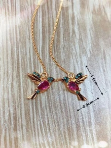 1 对红色优雅小鸟镶嵌锆石线性耳环派对结婚周年纪念生日珠宝女士女孩 - 紅色 - 查看 4