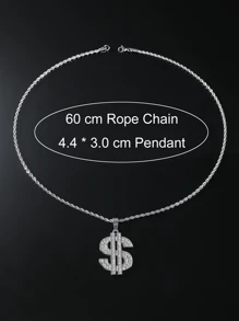 Vòng cổ mặt dây chuyền biểu tượng đô la bằng thủy tinh cho nam - Bạc - Xem 4