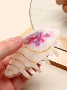 1入組可愛貝殼醋酸纖維材料強和彩色髮爪適合女孩,海灘風格 - 彩色 - 查看 4