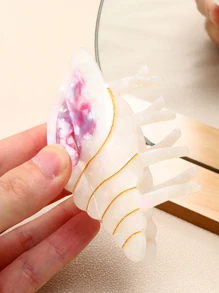 1入組可愛貝殼醋酸纖維材料強和彩色髮爪適合女孩,海灘風格 - 彩色 - 查看 2