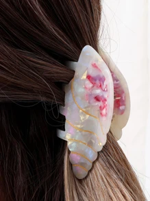 1入組可愛貝殼醋酸纖維材料強和彩色髮爪適合女孩,海灘風格 - 彩色 - 查看 1