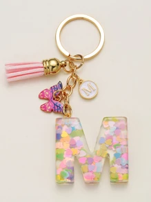 Llavero letra y mariposa accesorio - Rosa - Ver 1