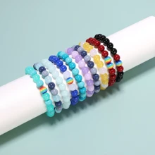 600入组圓珠適用於手鍊製作,8mmDIY寶石珠子珠寶製作套件帶彩虹珠子,24顏色圓形寶石珠子合適對於初學者 - 珠子套件 - 查看 8