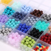 600入组圓珠適用於手鍊製作,8mmDIY寶石珠子珠寶製作套件帶彩虹珠子,24顏色圓形寶石珠子合適對於初學者 - 珠子套件 - 查看 3