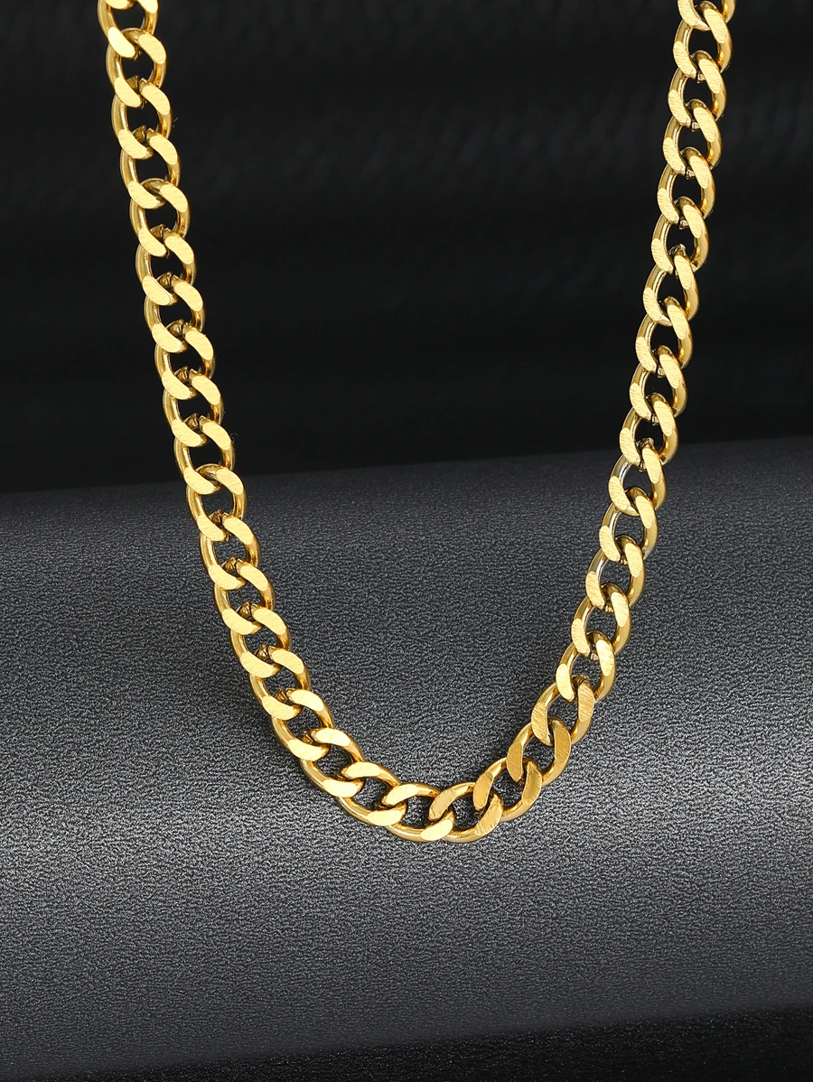 1 件 40/50/60 厘米青少年朋克嘻哈链项链，适合男孩，街头饰品，适合日常佩戴，送给朋友的圣诞礼物 - 金黃色 - 查看 1