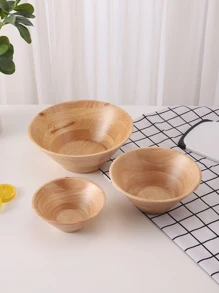 3pcs/1pc Wooden Triangular Salad Bowl - Apricot - View 2