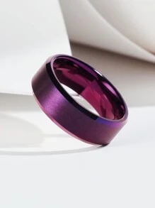 1 st Enkla 8 mm lila ringar i rostfritt stål för män kvinnor Lila matt finish fasad polerad kant