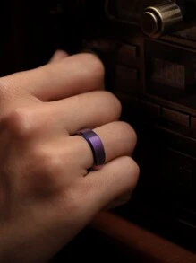 1 st Enkla 8 mm lila ringar i rostfritt stål för män kvinnor Lila matt finish fasad polerad kant