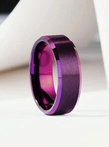 1 st Enkla 8 mm lila ringar i rostfritt stål för män kvinnor Lila matt finish fasad polerad kant