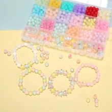 Tự Làm Vòng Tay Làm Bộ Cho Bé Gái Quà Tặng Sinh Nhật, 8Mm Gradient Hạt Trang Sức Làm Bộ Với Ngôi Sao Hoa Hạt Bí Ngô - bộ hạt - Xem 2