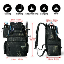 Rodeel Fishing Tackle Backpack 2 Fishing Rod Holders with 4 Tackle Boxes, Large Storage,Backpack for Trout Fishing Outdoor Sports Camping Hiking - 墨綠色 - 查看 4