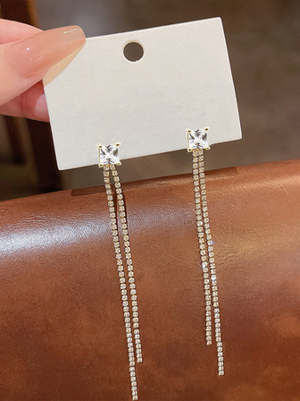1入組女士長墜式設計氧化鋯耳環