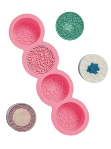 1pc Flower Detail Silicone Soap Mold - Pink - View 3