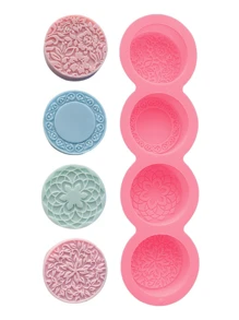 1pc Flower Detail Silicone Soap Mold - Pink - View 2