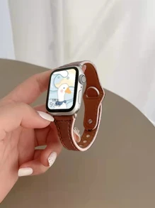 條棕色時尚皮革錶帶，兼容 Apple Watch 皮革錶帶 兼容 Apple 錶帶 40 毫米 44 毫米 45 毫米 41 毫米 38 毫米 42 毫米超薄錶帶 兼容 Apple Watch 系列 7 6 5 3 8 超 49 毫米配件 - 棕色 - 查看 3